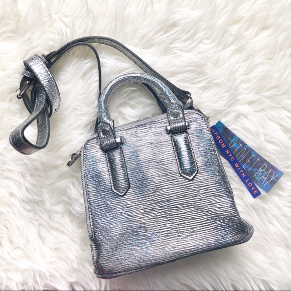 Handbags - Violet Ray Silver Metallic Mini Crossbody Bag